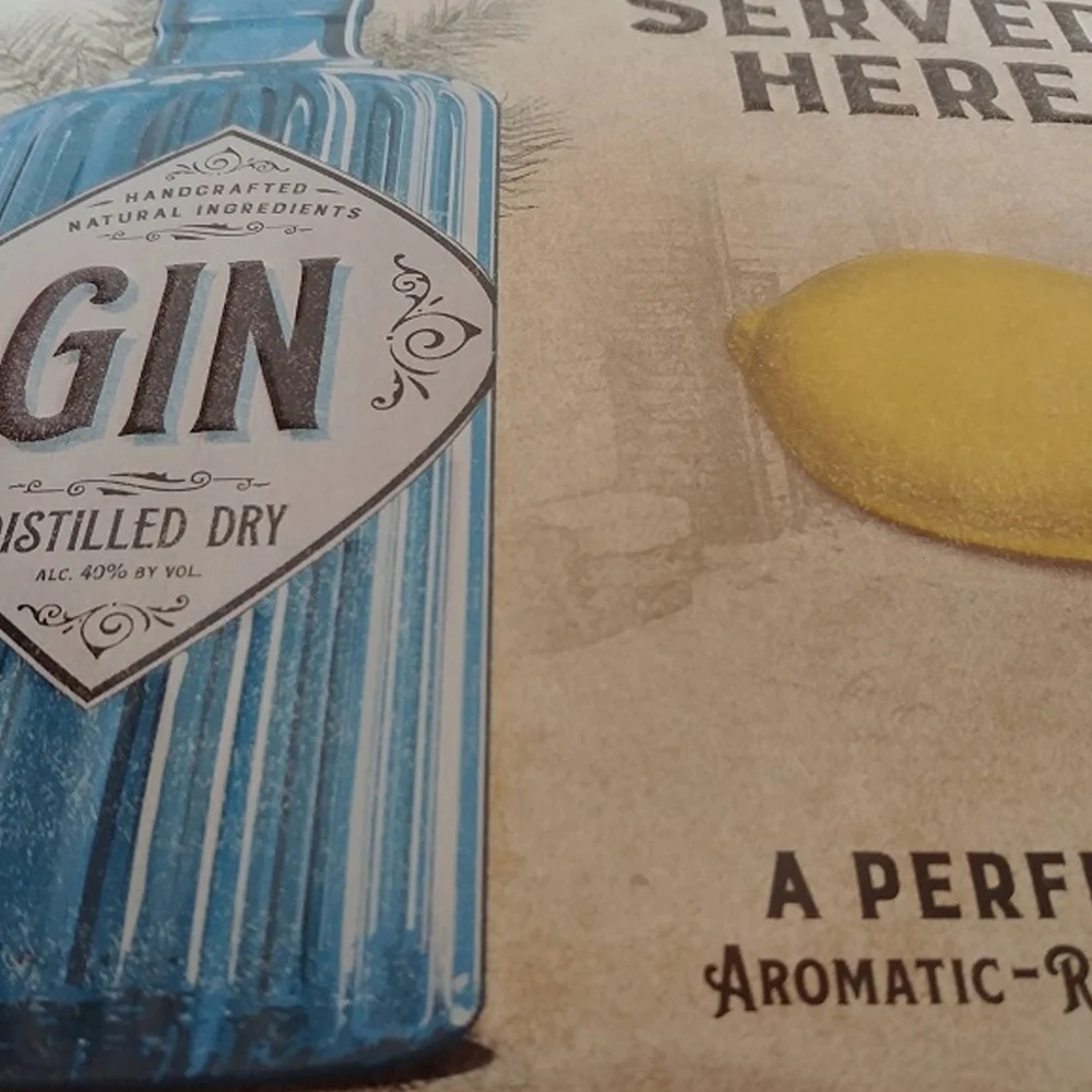 Nostalgic-Art Gin & Tonic Served Here 30x40cm Large Metal Tin Sign Plaque - Image 3