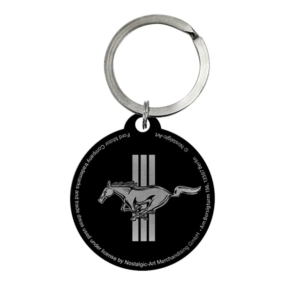 Nostalgic-Art Keyring Round Ford Mustang - Horse and Stripes Logo 7.5x4x0.3cm - Image 3