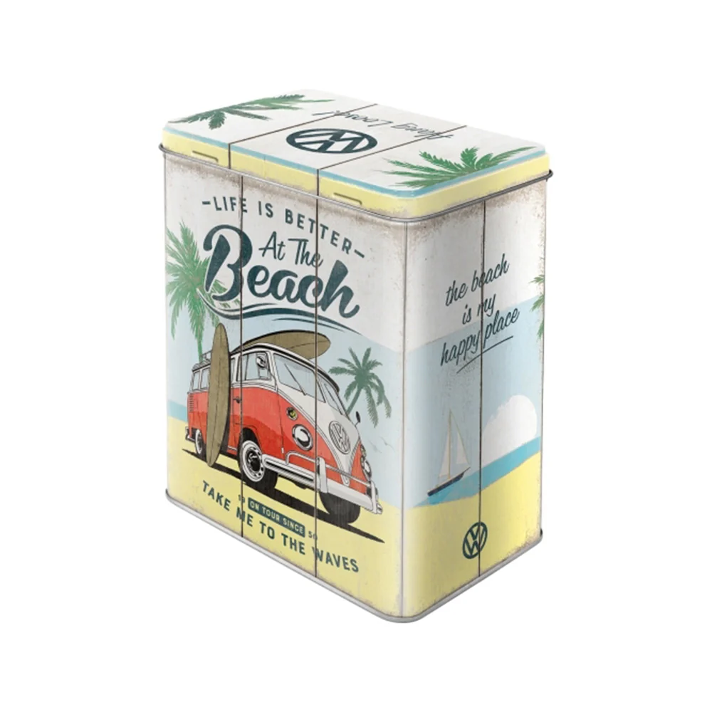 Nostalgic-Art Large Tin Metal Box VW Bulli Beach Design 14x20cm - Image 2