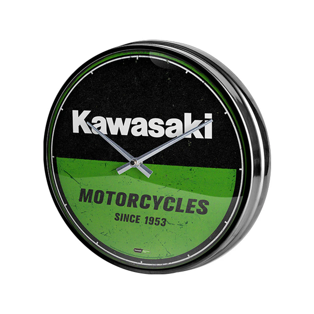 Nostalgic-Art Wall Clock Retro Kawasaki Motorcycle Design Metal Frame 30cm - Image 2