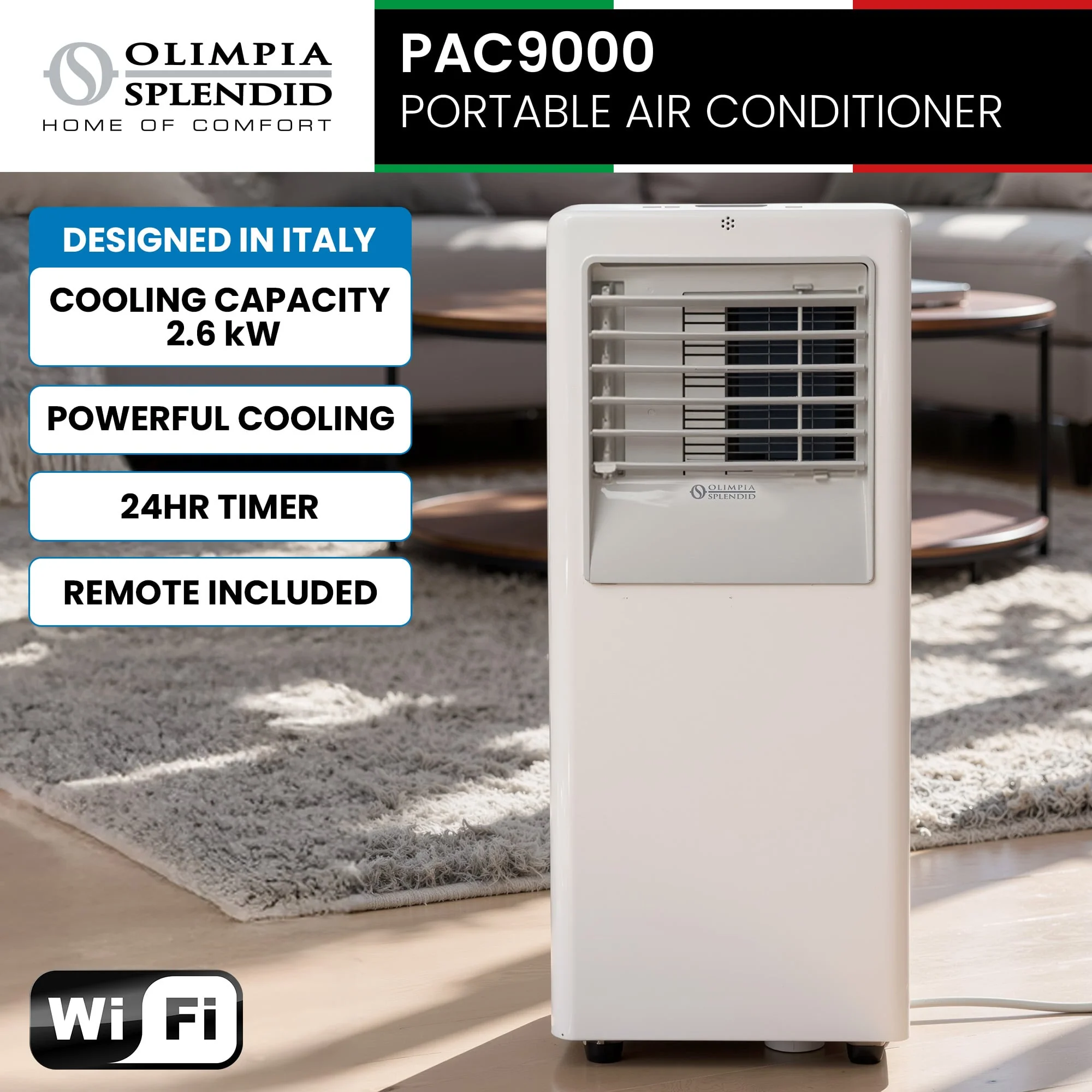 Olimpia Splendid 2.6kW Portable Air Conditioner WiFi Remote PAC9000 - Image 7