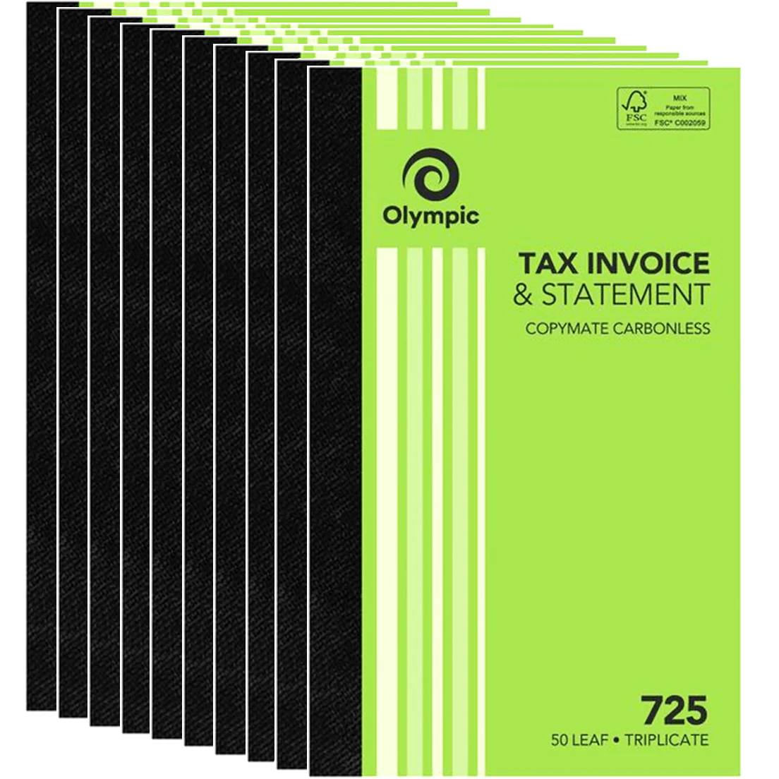 Olympic 10 Pack 725 Triplicate Tax Invoice & Statement Book 140871 Bulk