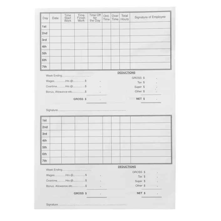 Olympic 10 Pack Yearly Time & Pay Book Book Bulk - Image 2