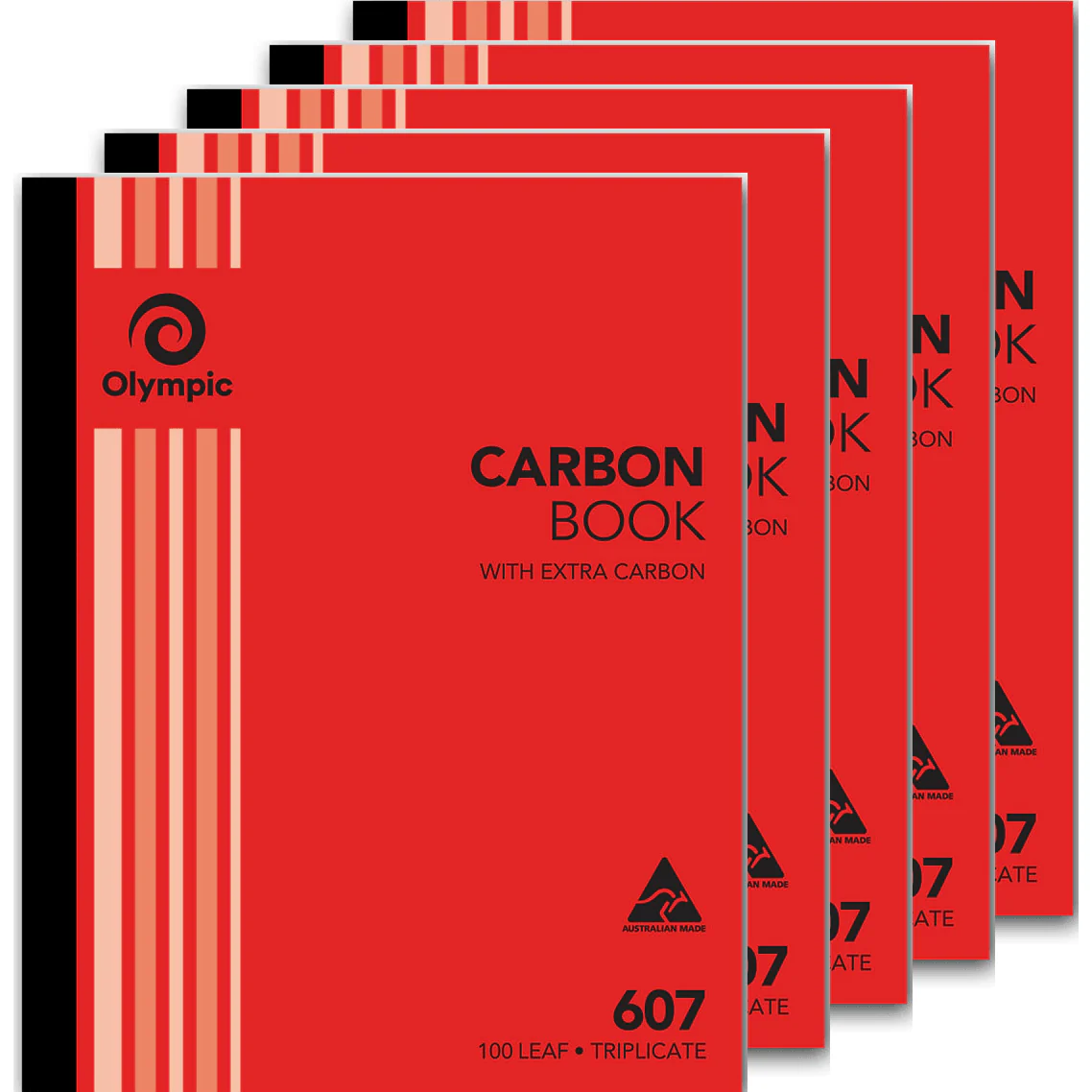Olympic 5 Pack 607 Triplicate Carbon Book 100 Leaf Bulk