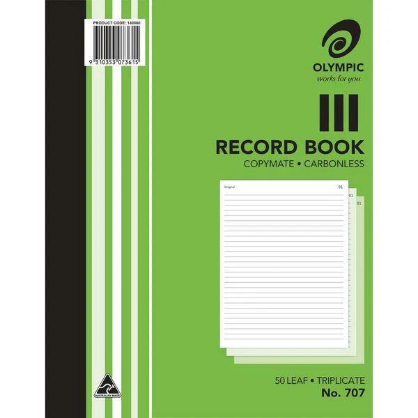 Olympic 5 Pack 707 Triplicate Carbonless Record Book 50 Leaf Bulk - Image 2