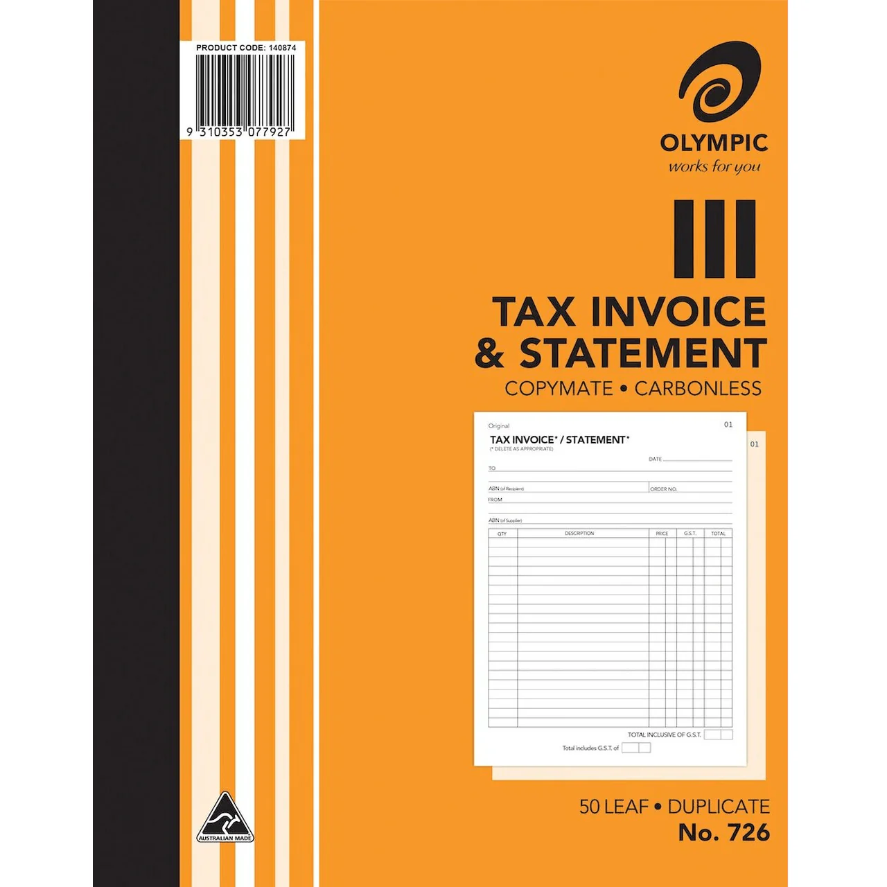 Olympic 5 Pack 726 Duplicate Tax Invoice & Statement Book Carbonless Bulk - Image 2