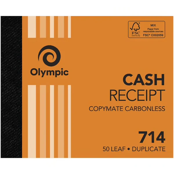 Olympic 714 Cash Receipt Book Carbonless Duplicate 50 Leaf Pack 10 - Image 2