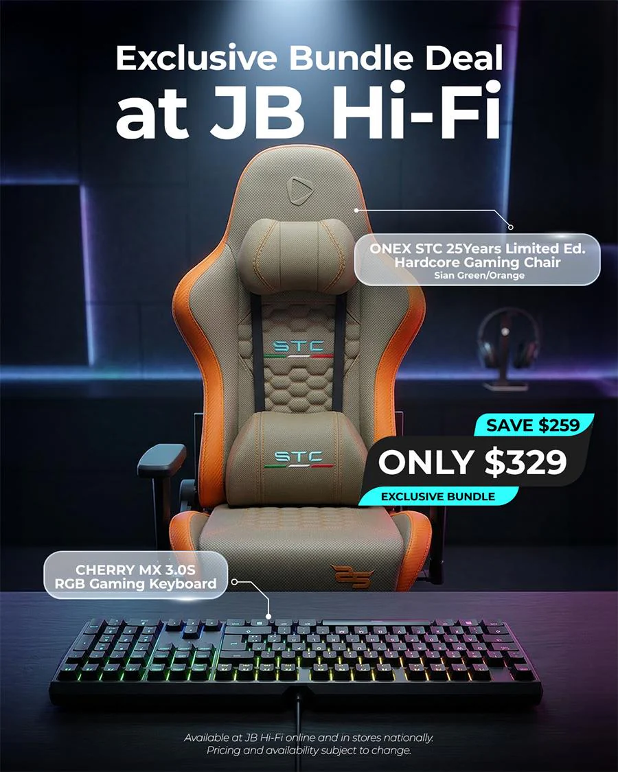ONEX STC 25Years Limited Ed. Hardcore Gaming Chair - Sian Green/Orange + CHERRY MX 3.0S RGB Gaming Keyboard Bundle - Image 7