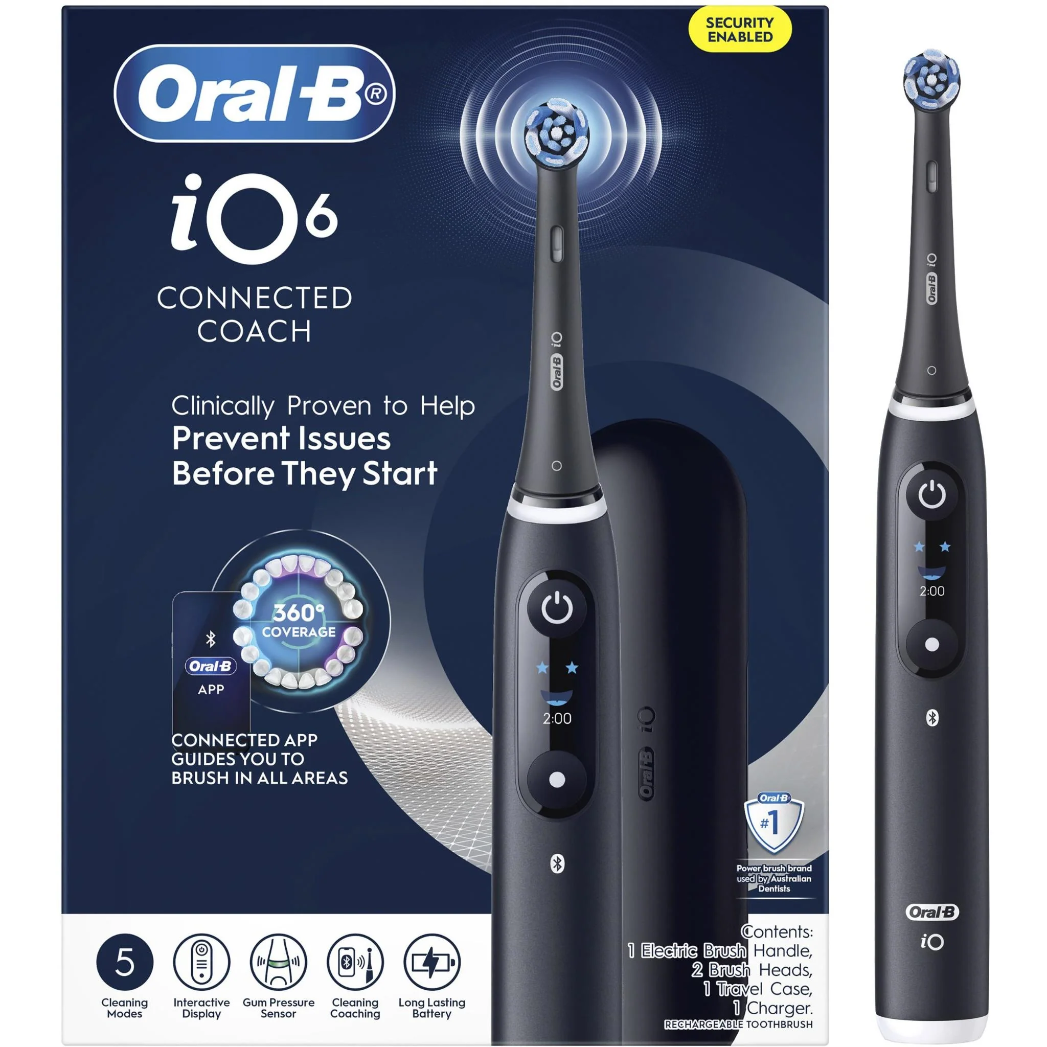 Oral-B iO 6 Connected Coach Advanced Clean Electric Toothbrush with Travel Case (Black) - Image 15