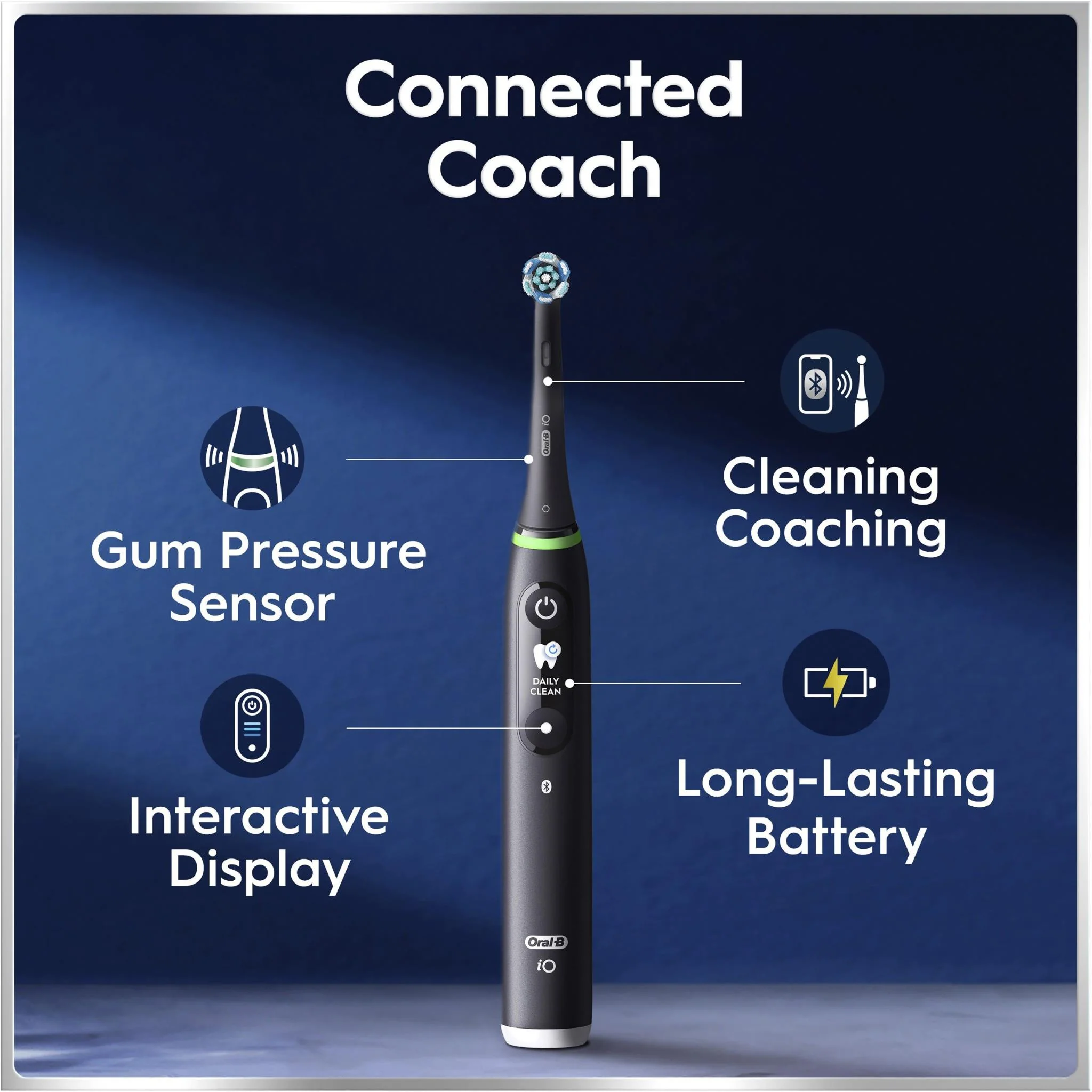 Oral-B iO 6 Connected Coach Advanced Clean Electric Toothbrush with Travel Case (Black) - Image 7