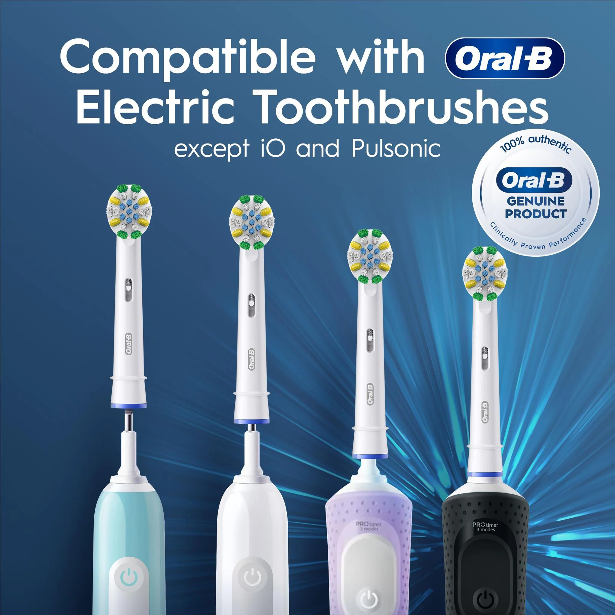Oral B  Oral-B Floss Action Deep Clean Electric Toothbrush Replacement Brush Heads (4 Pack) - Image 3
