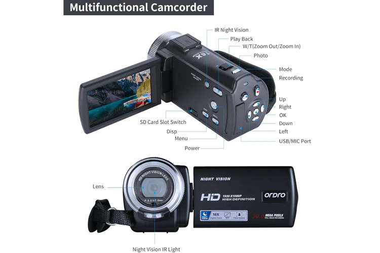 ORDRO HDR-V12 1080P Video Camera Camcorder - Image 6