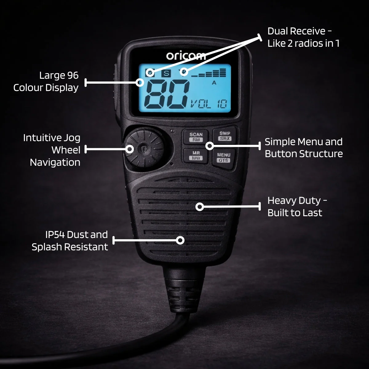 Oricom UHF350DR CB Radio with ANU240 Antenna - Image 2