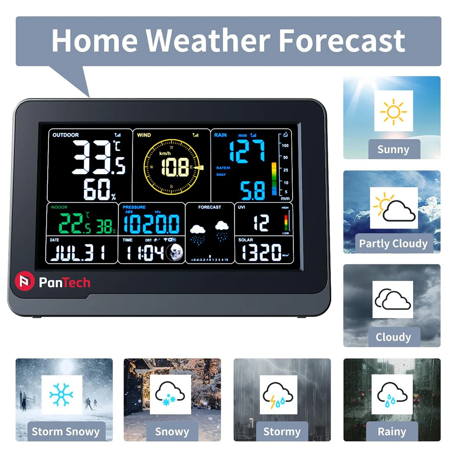 PanTech Gen3 PT-WS3900 IoT Solar Powered WiFi Wireless Weather Station 7.5" Display - Image 6