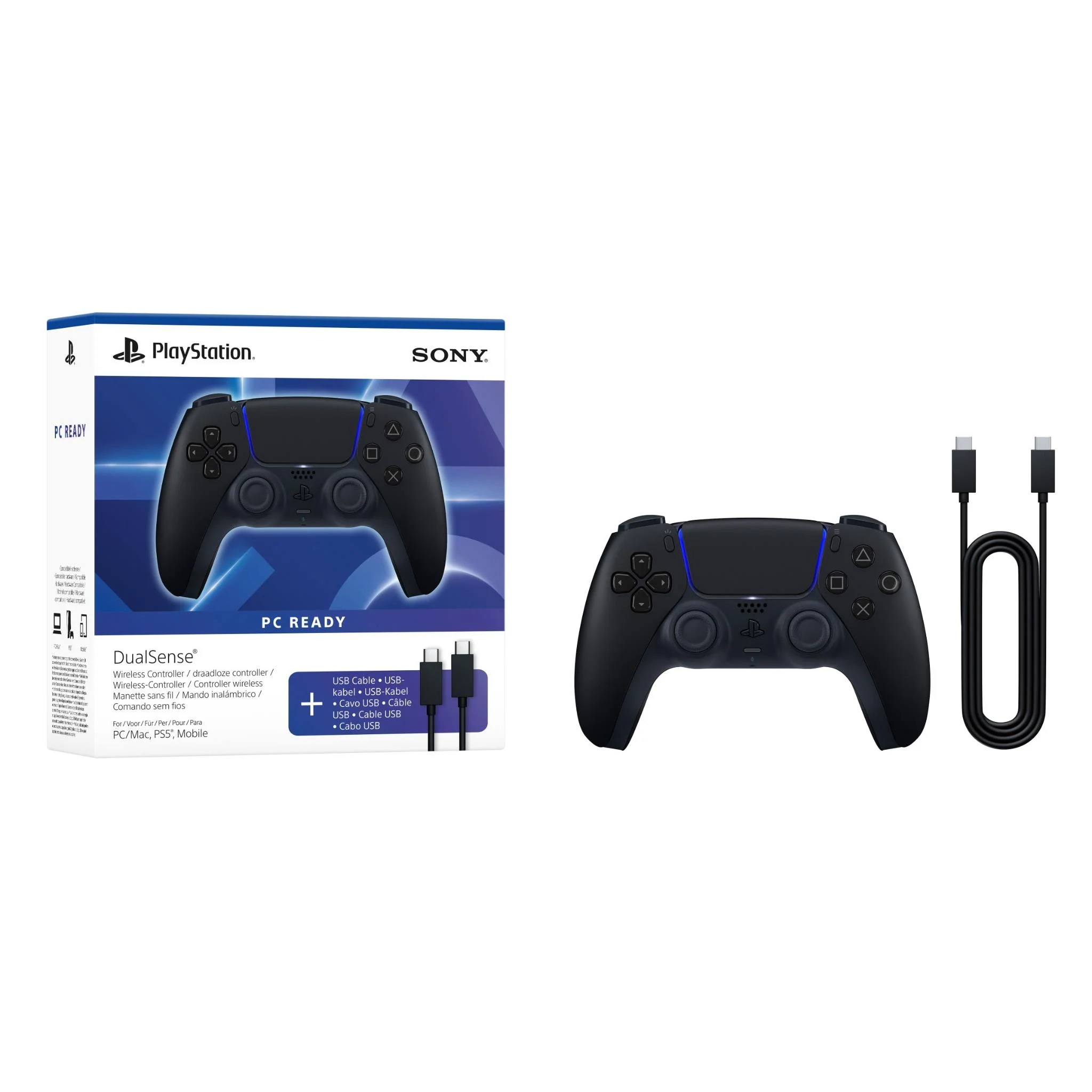 PC DualSense Wireless Controller + USB Cable (Midnight Black) - Image 2
