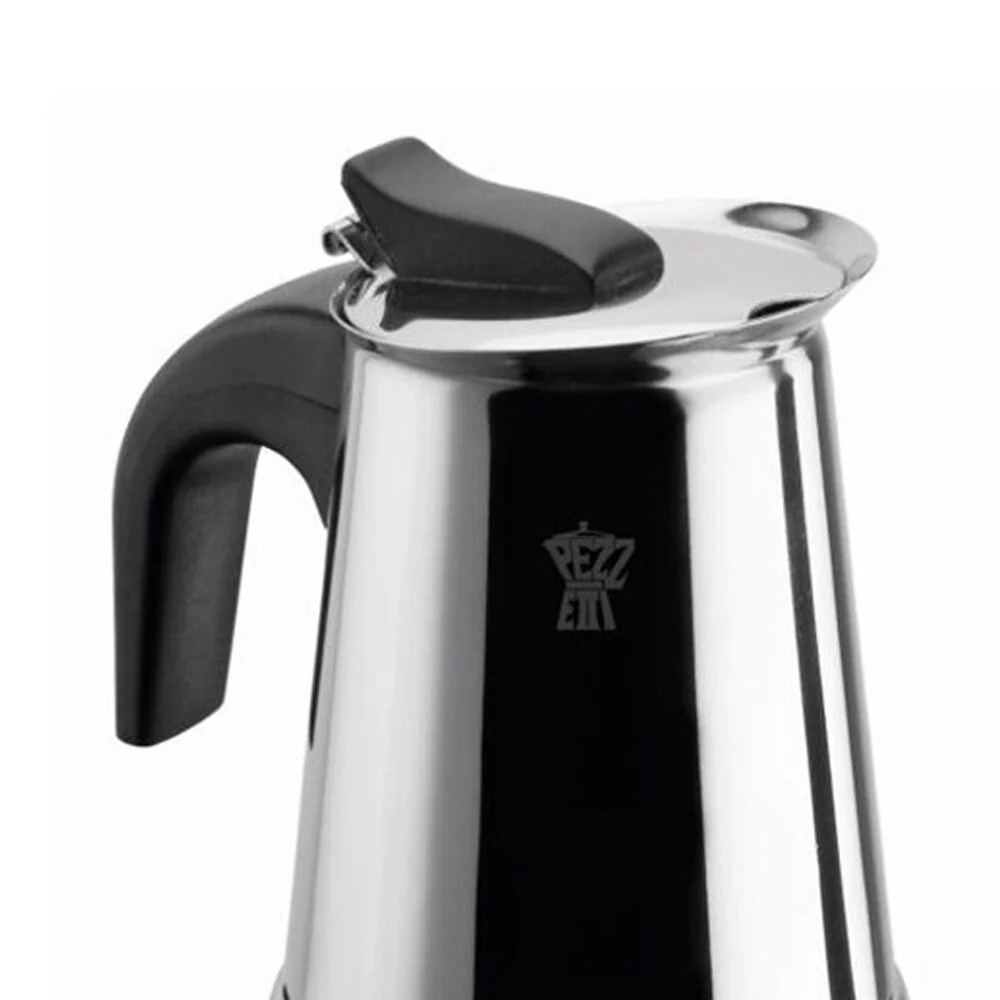 Pezzetti 4-Cup Stainless Steel Stovetop Espresso Coffee Maker w/ Handle Silver - Image 2