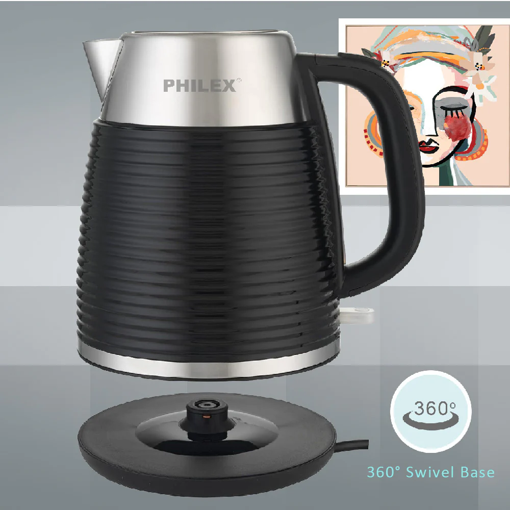 Philex 240V Cordless Stainless Steel Electric Kettle (Black) - Image 4