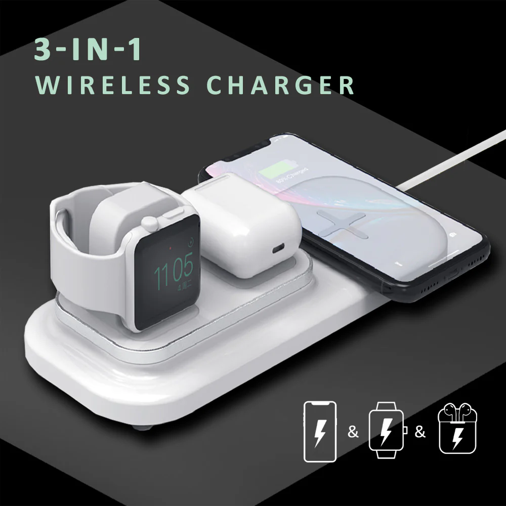 Philex 3In1 Phone/Watch/TWS Qi Wireless Charger Station (White) - Image 3