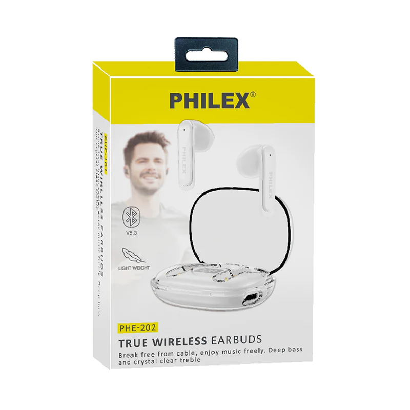 Philex True Wireless Earbuds with Charging Case And LED Display 300mAh (White) - Image 3