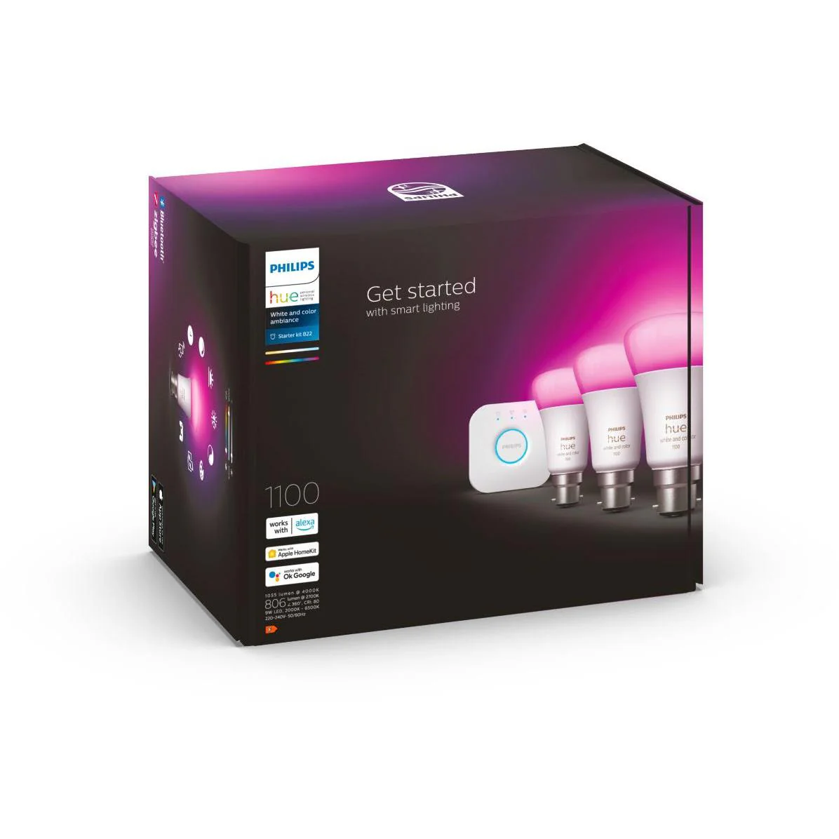 Philips Hue B22 A60 Colour Bluetooth Starter Kit [2022] - Image 3