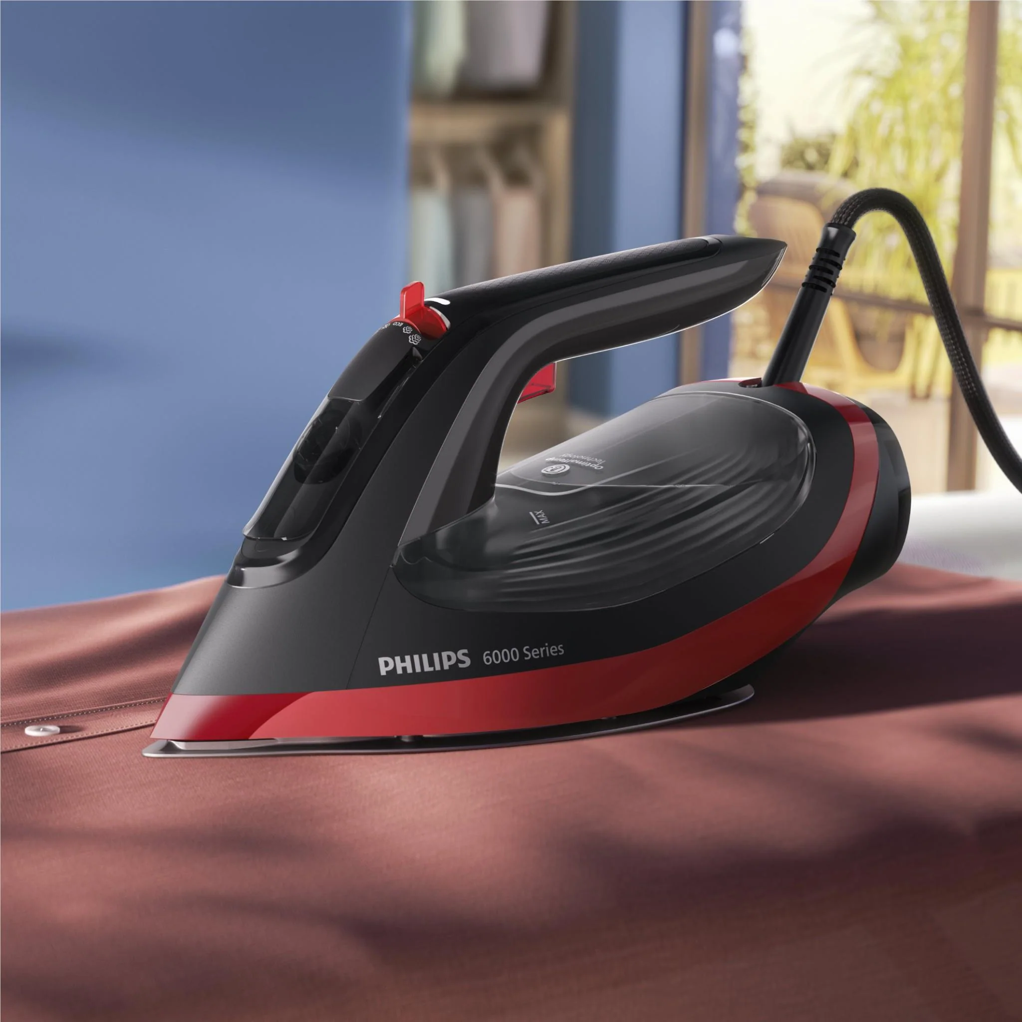 Philips OptimalTEMP 6000 Series Steam Iron (Red/Black) - Image 6