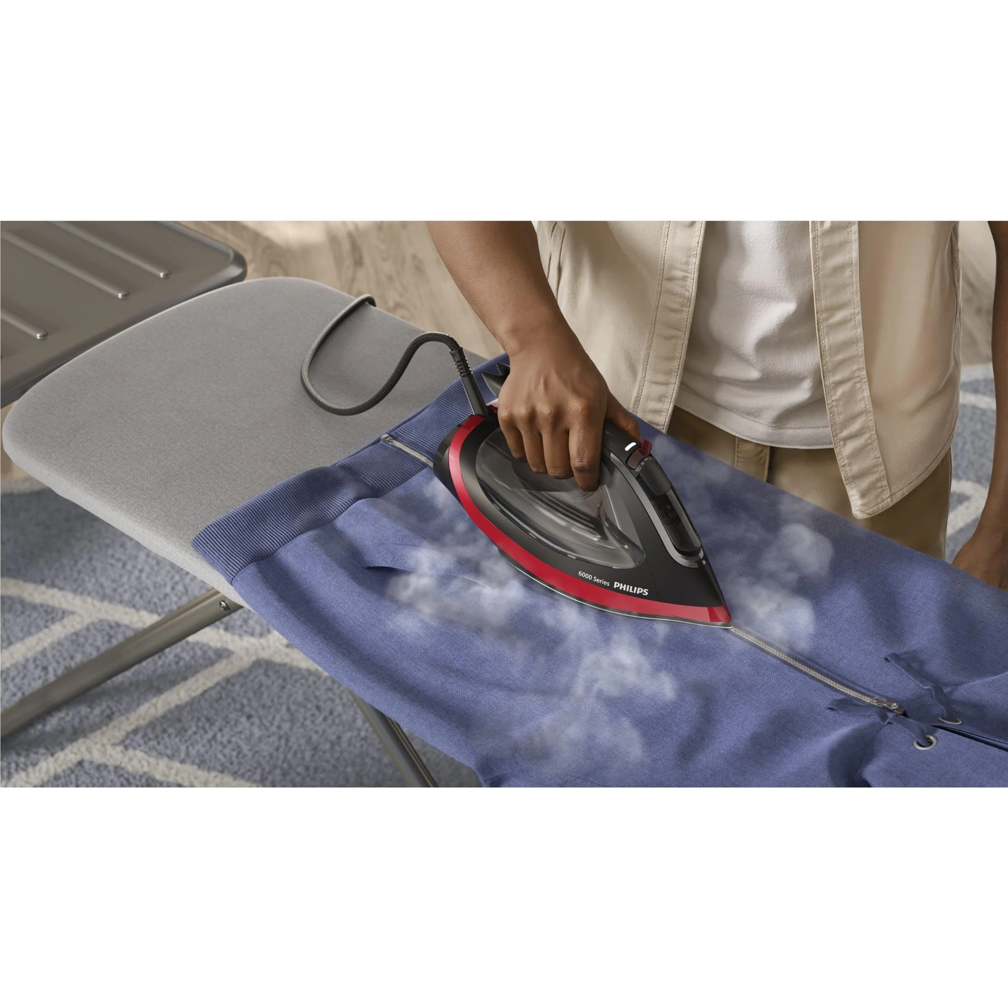 Philips OptimalTEMP 6000 Series Steam Iron (Red/Black) - Image 7