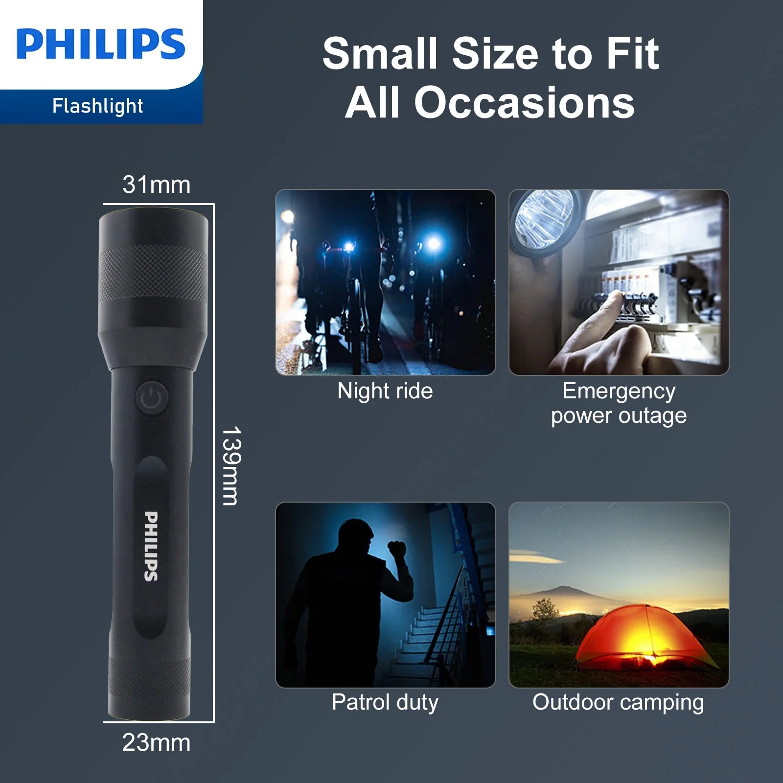Philips Rechargeable LED 1000 Lumens Flashlight with Adjustable Focus (Black) - Image 9
