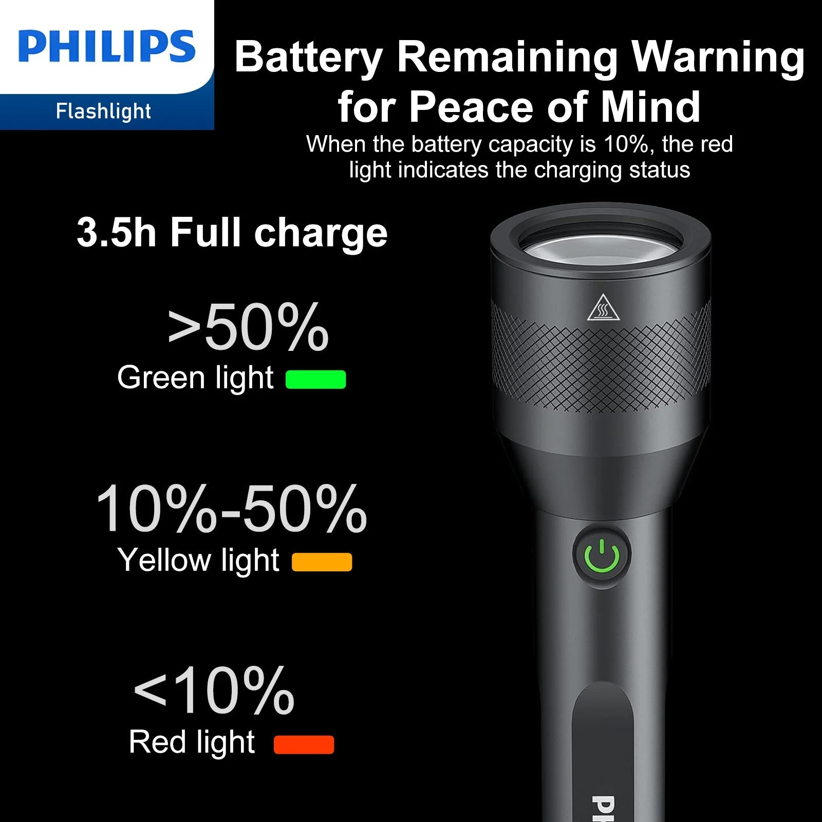 Philips SFL3602R Rechargeable LED Flashlight 1000 Lumens (Black) - Image 10