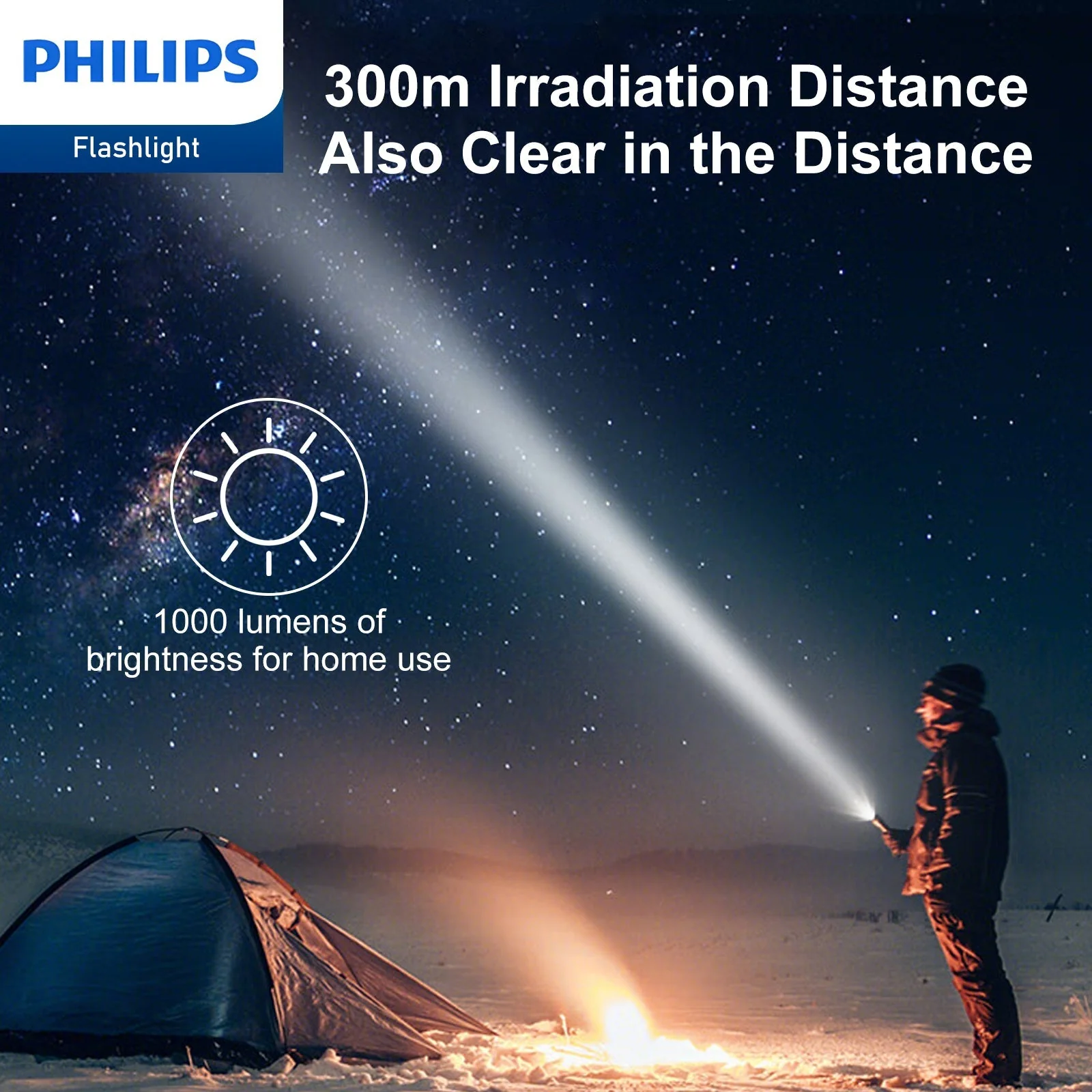 Philips SFL3602R Rechargeable LED Flashlight 1000 Lumens (Black) - Image 8