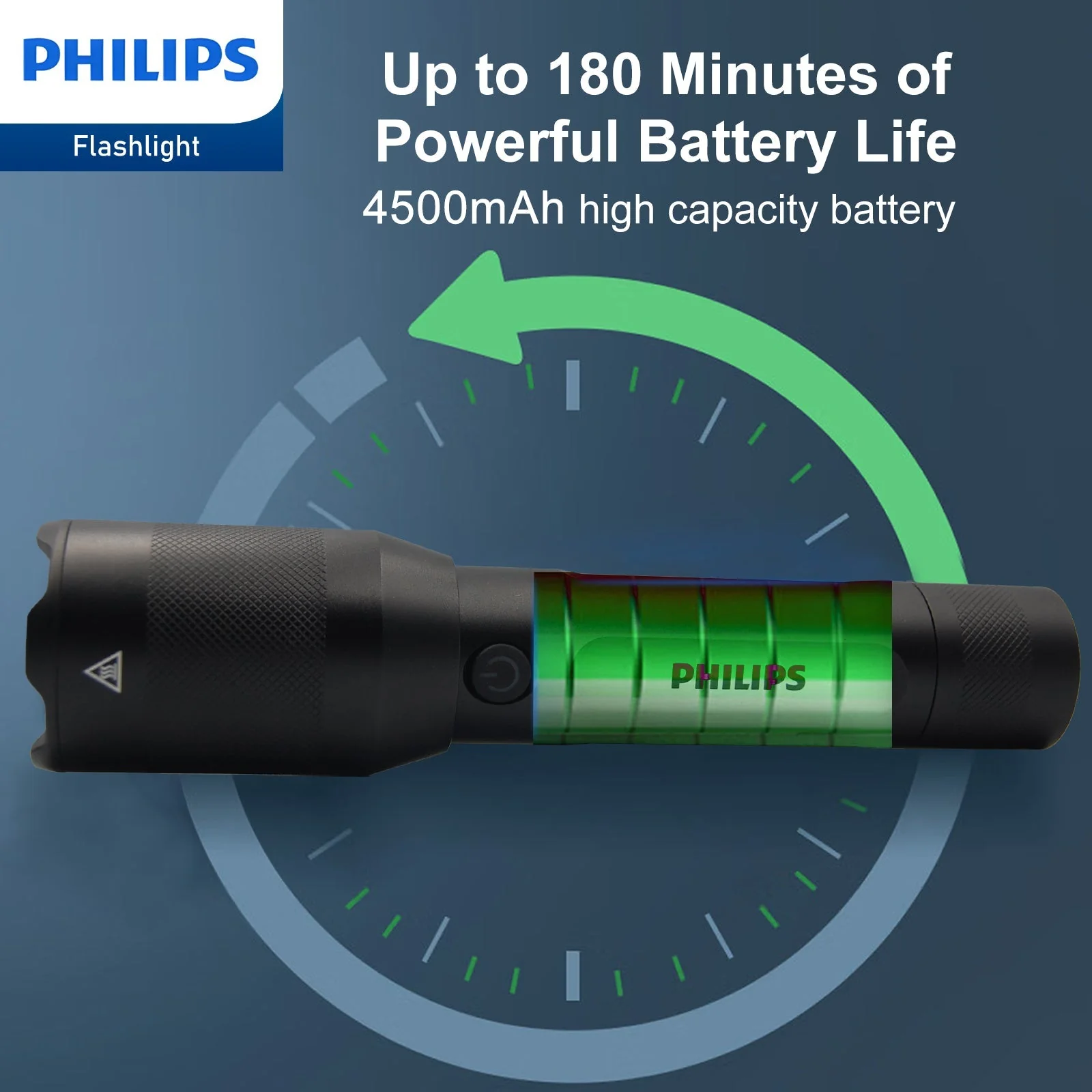 Philips SFL5805R Rechargeable LED Flashlight 1200 Lumens (Black) - Image 4