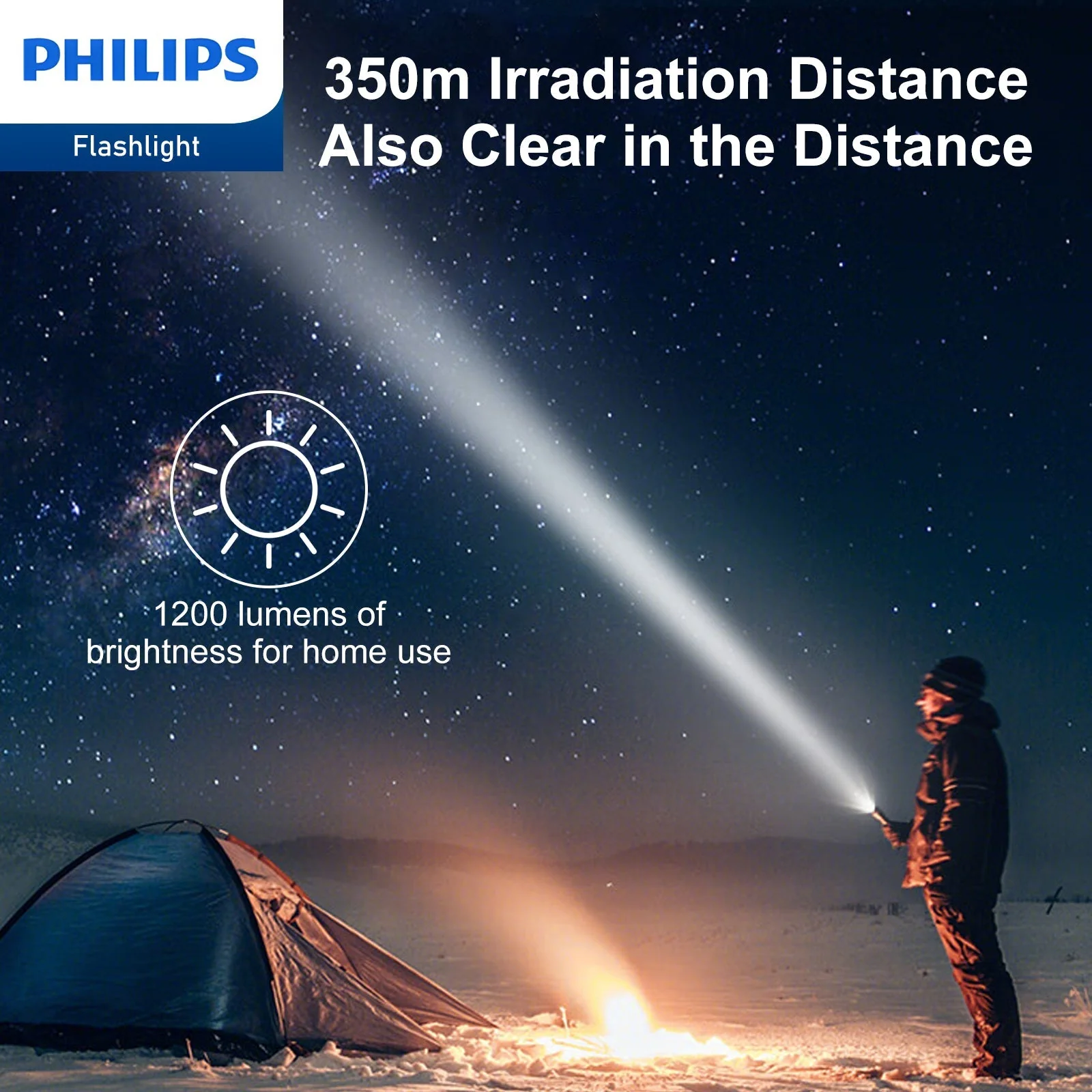 Philips SFL5805R Rechargeable LED Flashlight 1200 Lumens (Black) - Image 6
