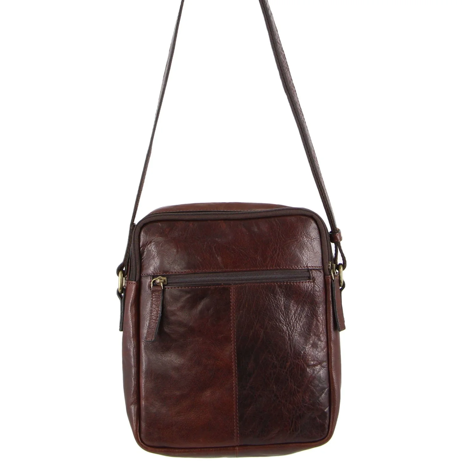 Pierre Cardin Italian Leather Tablet Bag Messenger Cross Body - Chestnut - Image 4