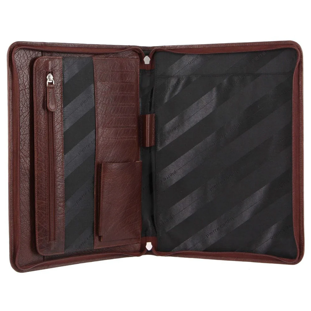 Pierre Cardin Men's Italian Leather Business Notepad Holder Case Chocolate - Image 2