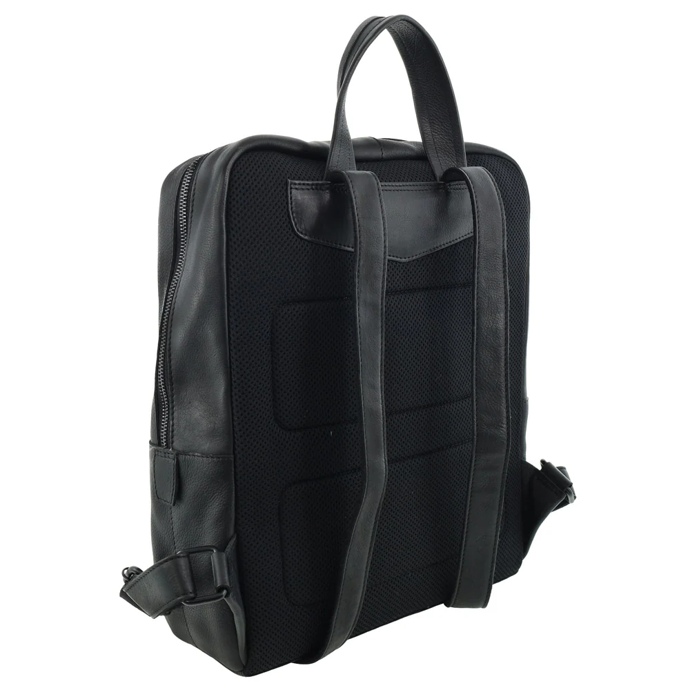 Pierre Cardin Men's Italian Leather Sleek Laptop Backpack Bag 33x40cm Black - Image 5