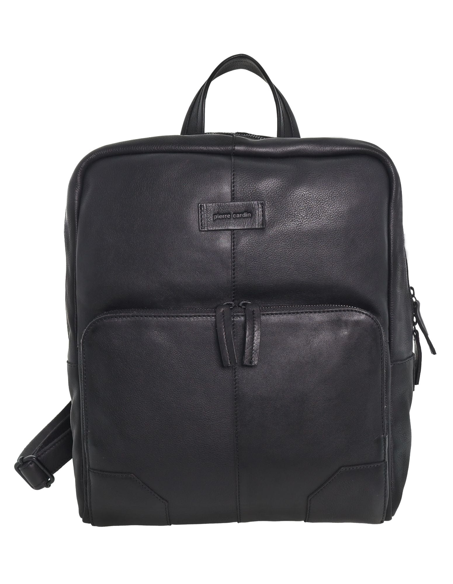 Pierre Cardin Men's Italian Leather Sleek Laptop Backpack Bag 33x40cm Black - Image 8