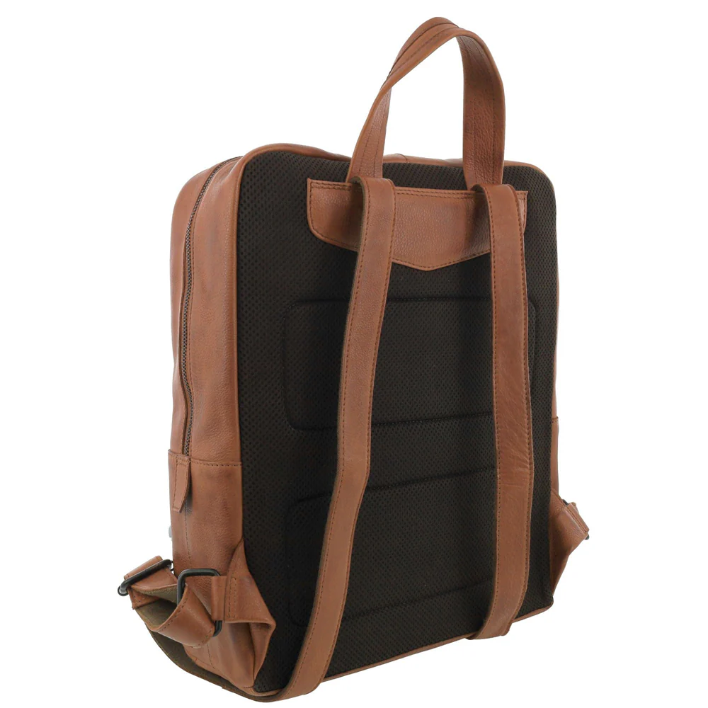 Pierre Cardin Men's Italian Leather Sleek Laptop Backpack Bag 33x40cm Cognac - Image 5