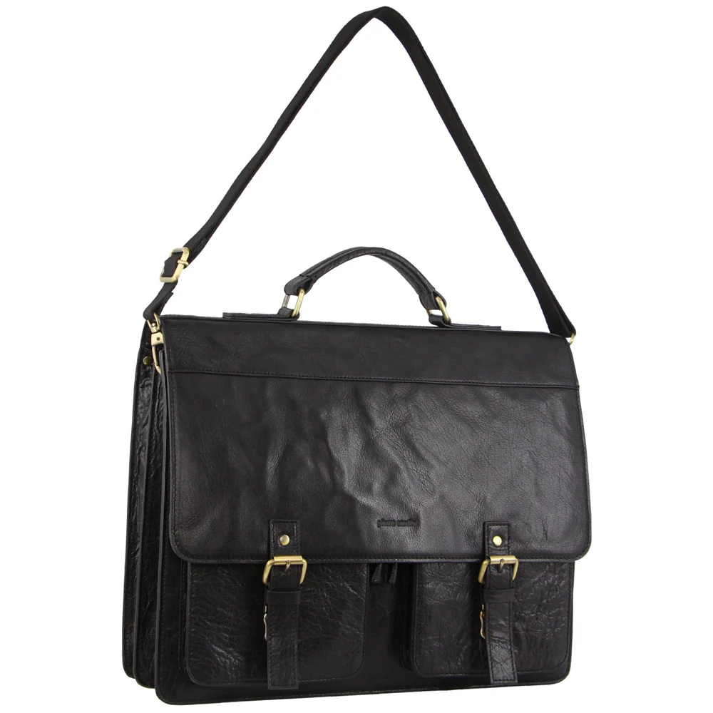 Pierre Cardin Men's Leather Business/Computer Shoulder Bag 39x31cm Black - Image 2