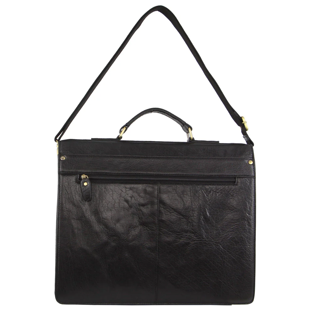 Pierre Cardin Men's Leather Business/Computer Shoulder Bag 39x31cm Black - Image 4