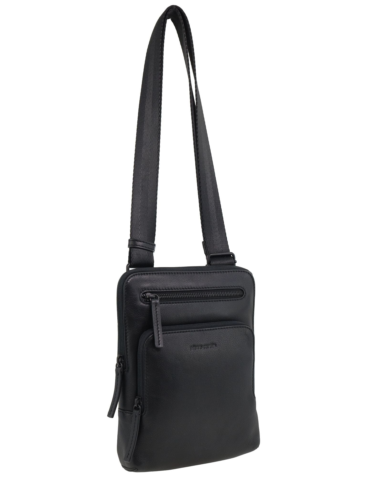 Pierre Cardin Men's Leather Casual Shoulder Crossbody Bag 18x24cm Black
