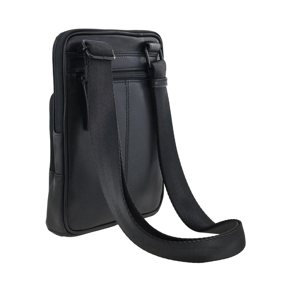 Pierre Cardin Men's Leather Casual Shoulder Crossbody Bag 18x24cm Black - Image 8