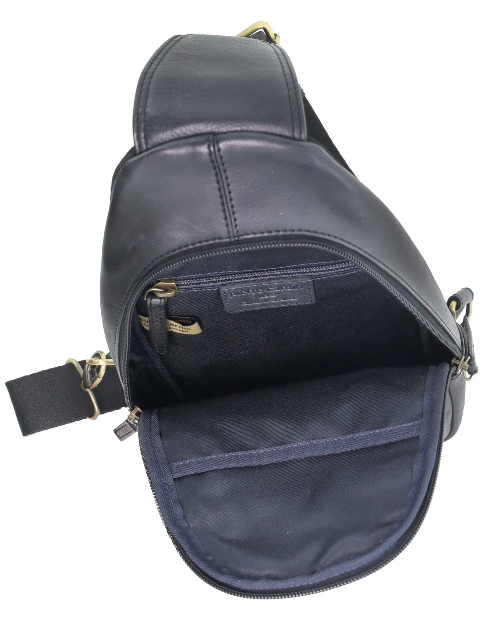 Pierre Cardin Men's Leather Crossbody Sling Bag w/ Adjustable Strap 20cm Black - Image 8