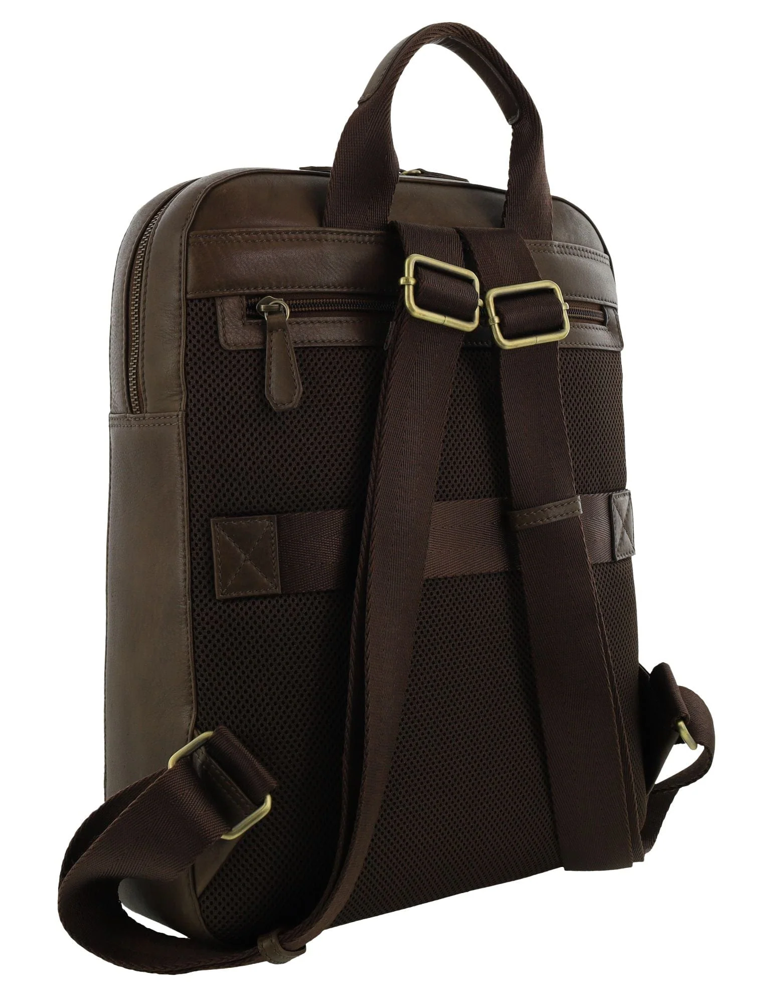 Pierre Cardin Men's Leather Functional Business/Laptop Backpack Bag 40cm Oak - Image 9