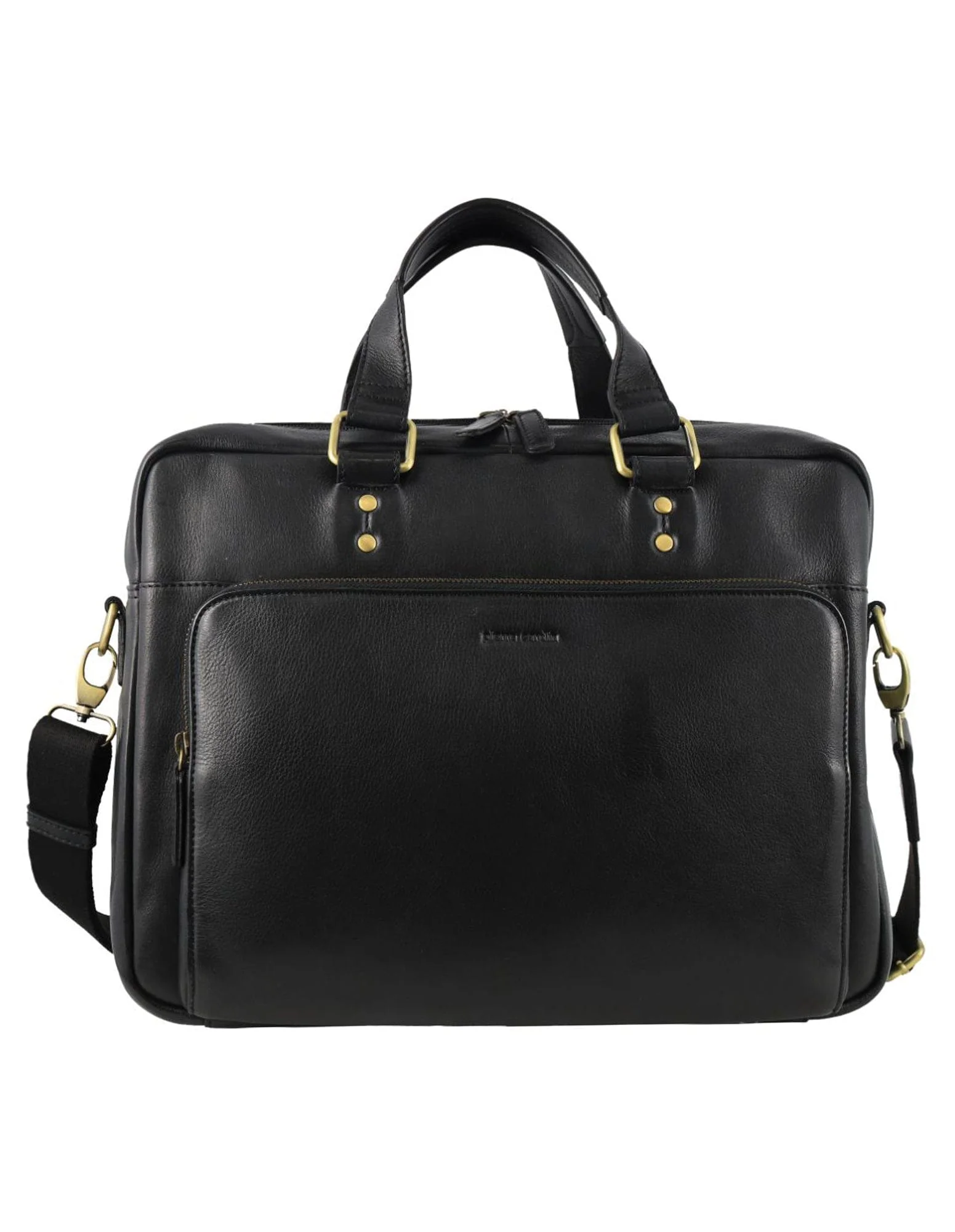 Pierre Cardin Men's Leather Rustic Business/Laptop Shoulder Bag 41x29cm Black - Image 6