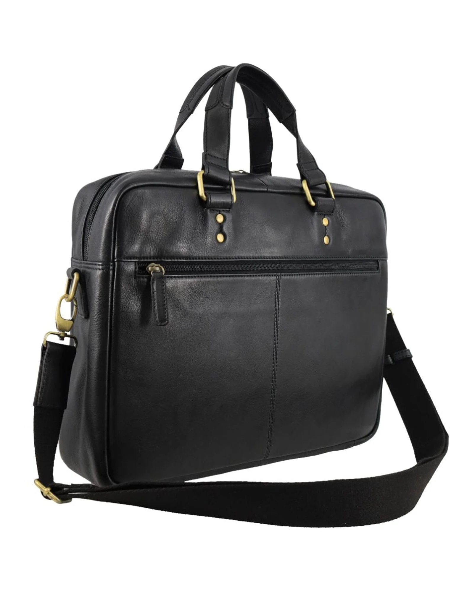 Pierre Cardin Men's Leather Rustic Business/Laptop Shoulder Bag 41x29cm Black - Image 7