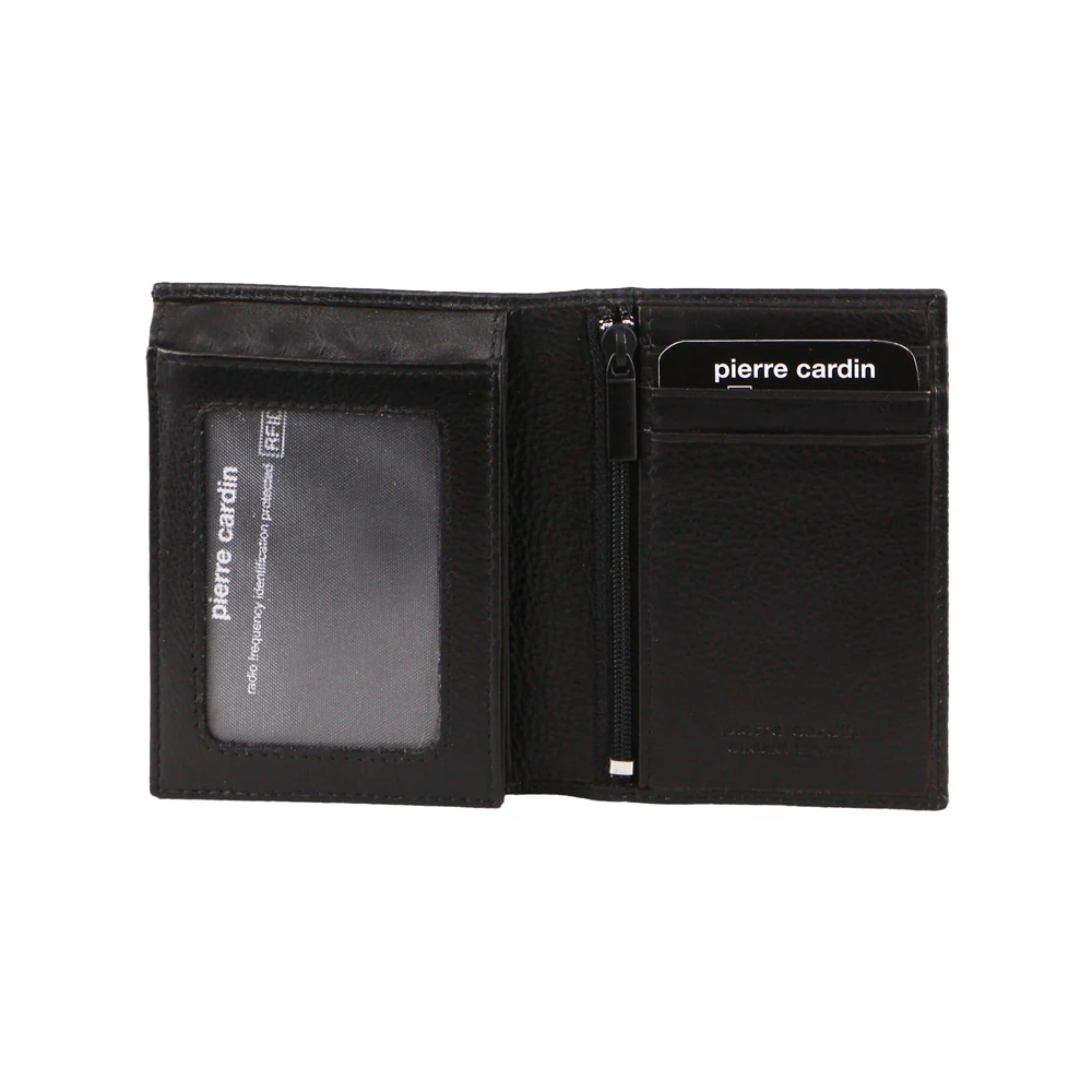 Pierre Cardin Men's Rustic Leather Bi-Fold Flap Protected RFID Wallet Black - Image 2