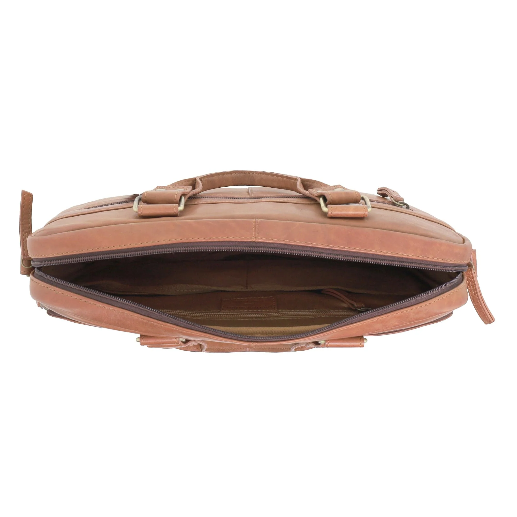 Pierre Cardin MultiCompartment Leather Laptop Shoulder Bag 43x31cm Cognac - Image 7