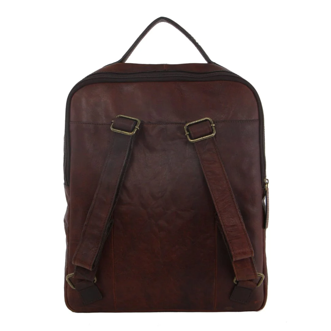 Pierre Cardin Rustic Leather Business Backpack/Computer Bag 30x36cm Chestnut - Image 5