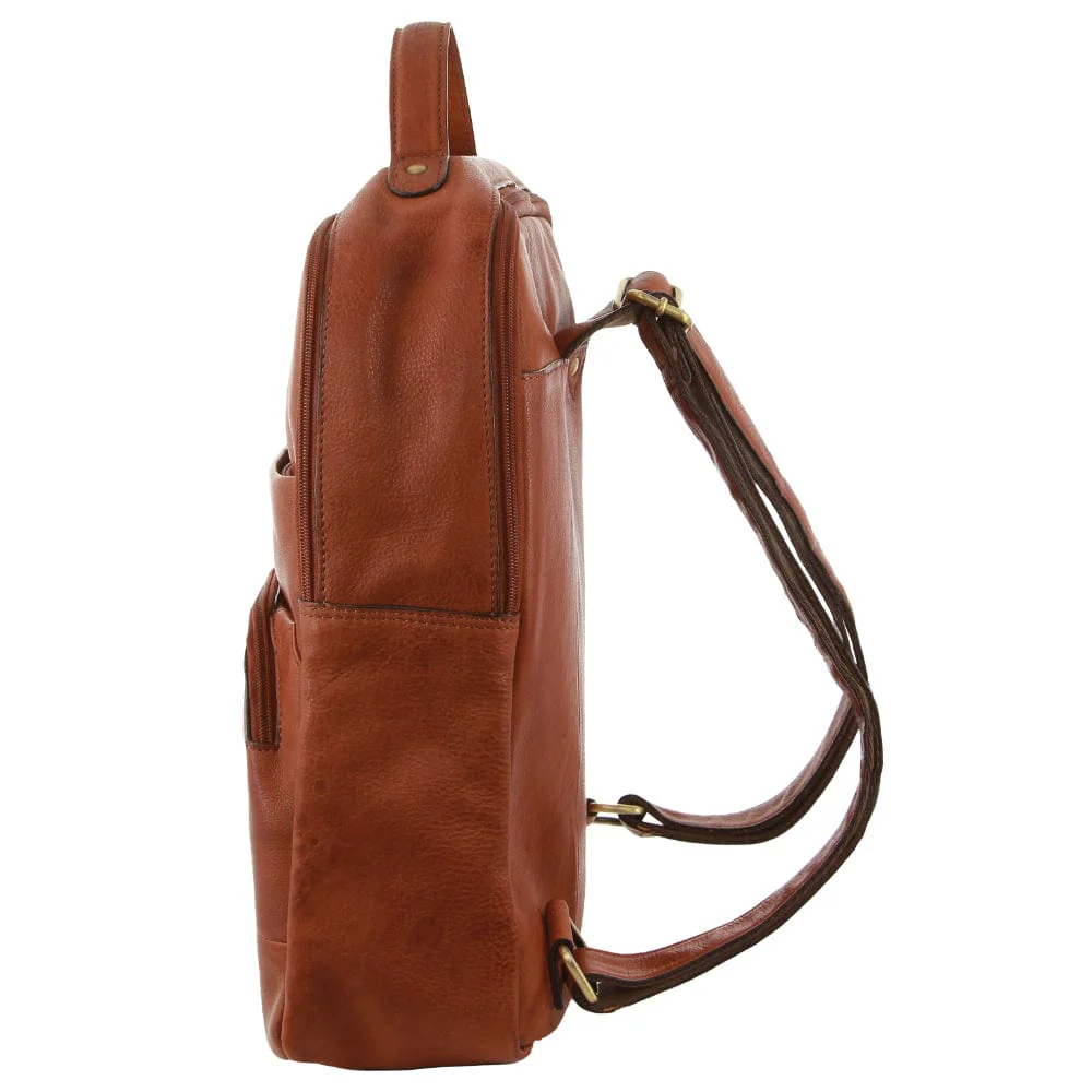 Pierre Cardin Rustic Leather Business Backpack/Computer Bag 30x36cm Cognac - Image 3