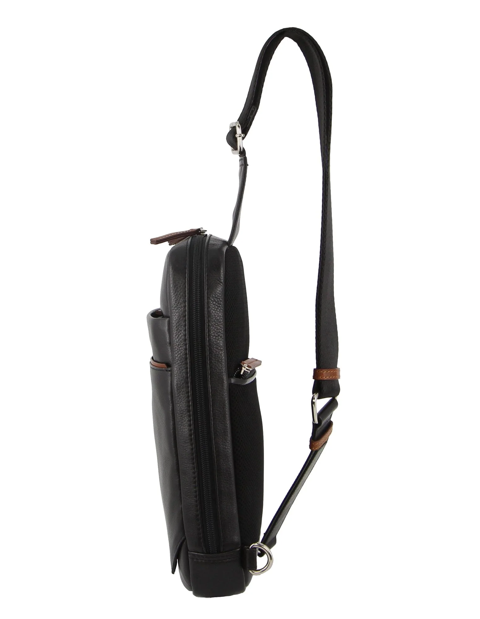 Pierre Cardin Unisex Leather 3 Way Crossbody Sling Bag 22cm Black - Image 3