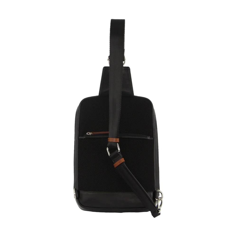 Pierre Cardin Unisex Leather 3 Way Crossbody Sling Bag 22cm Black - Image 7